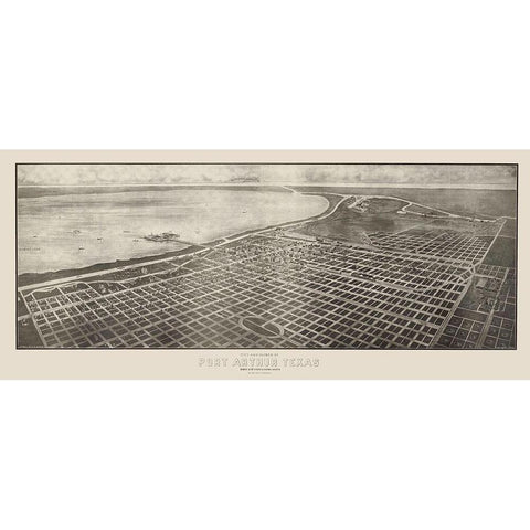 Port Arthur Texas - Glover 1912 Gold Ornate Wood Framed Art Print with Double Matting by Glover