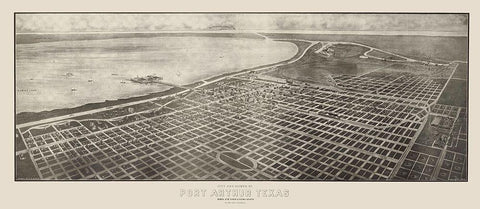 Port Arthur Texas - Glover 1912 Black Ornate Wood Framed Art Print with Double Matting by Glover