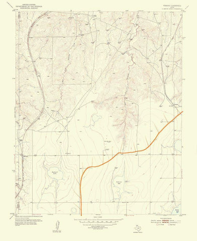 Pomeroy Texas Quad - USGS 1954 Black Ornate Wood Framed Art Print with Double Matting by USGS