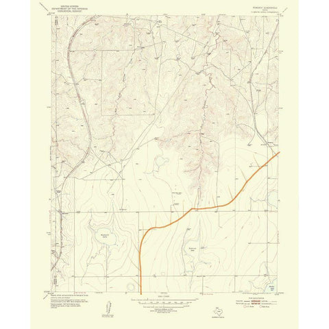 Pomeroy Texas Quad - USGS 1954 Black Modern Wood Framed Art Print with Double Matting by USGS