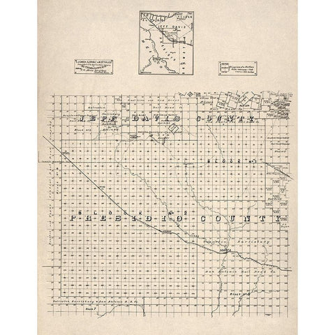 Presidio County Texas - Abrams 1894  Gold Ornate Wood Framed Art Print with Double Matting by Abrams