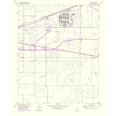 Pullman Texas Quad - USGS 1975 White Modern Wood Framed Art Print by USGS