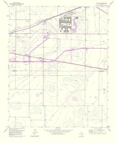 Pullman Texas Quad - USGS 1975 White Modern Wood Framed Art Print with Double Matting by USGS