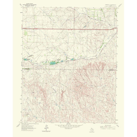 Ramsdell Texas Quad - USGS 1967 White Modern Wood Framed Art Print by USGS