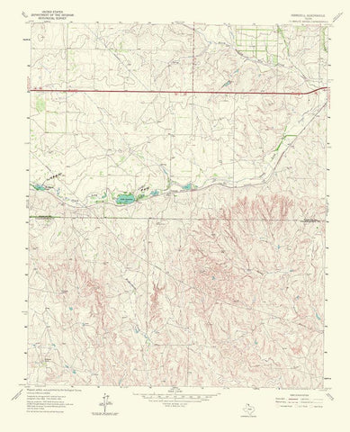 Ramsdell Texas Quad - USGS 1967 White Modern Wood Framed Art Print with Double Matting by USGS