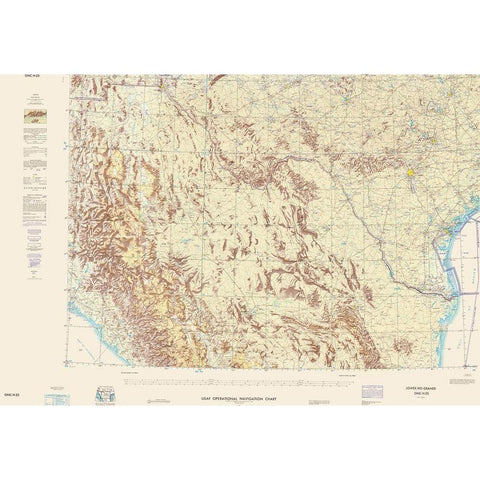 Lower Rio Grande New Mexico Texas Aeronautical Sht White Modern Wood Framed Art Print by USAF