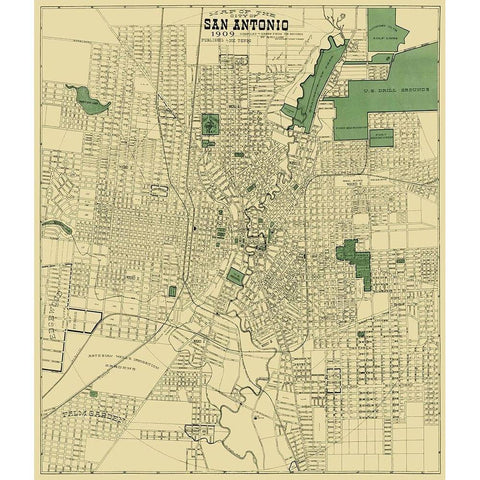 San Antonio Texas - Rullman 1909 White Modern Wood Framed Art Print by Rullman