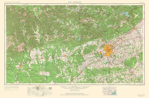 San Antonio Texas Quad - USGS 1964 White Modern Wood Framed Art Print with Double Matting by USGS