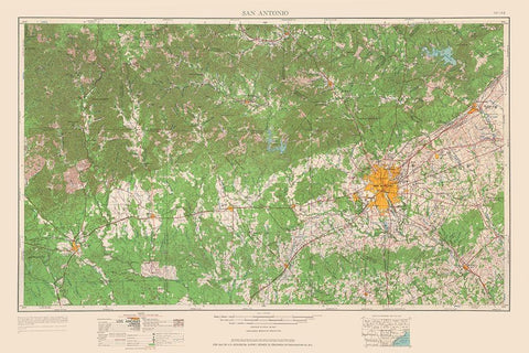 San Antonio Texas Quad - USGS 1954 White Modern Wood Framed Art Print with Double Matting by USGS