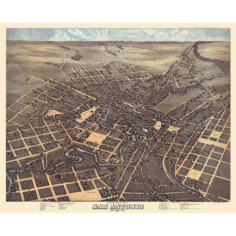San Antonio Texas - Koch 1873  White Modern Wood Framed Art Print by Koch