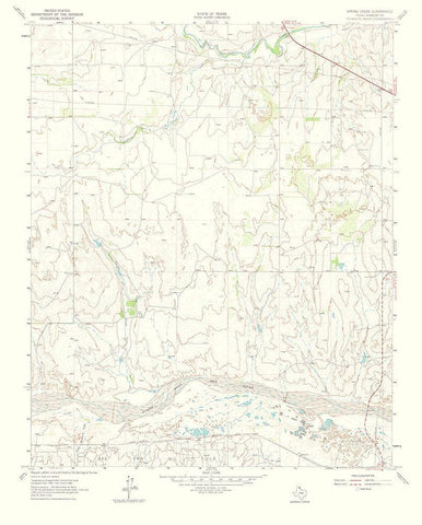 Spring Creek Texas Quad - USGS 1973 White Modern Wood Framed Art Print with Double Matting by USGS