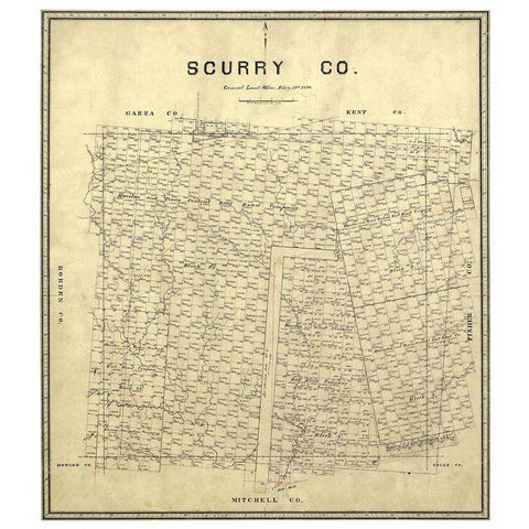 Scurry County Texas - Walsh 1880  White Modern Wood Framed Art Print by Walsh