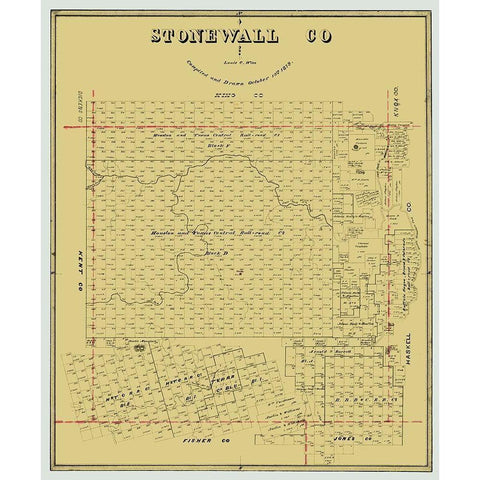 Stonewall County Texas - Wise 1879  Black Modern Wood Framed Art Print with Double Matting by Wise