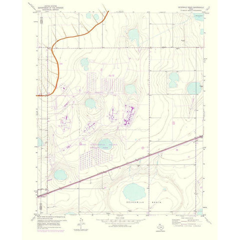 Sevenmile Basin Texas Quad - USGS 1975 Black Modern Wood Framed Art Print with Double Matting by USGS