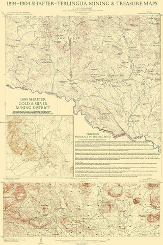 Shafter Terlingua Texas Mining Treasures Quad White Modern Wood Framed Art Print with Double Matting by USGS