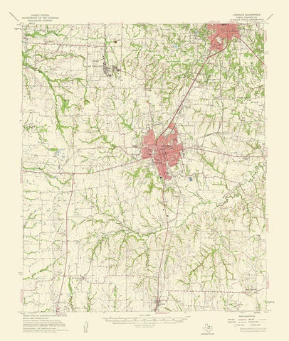 Sherman Texas Quad - USGS 1959 Black Ornate Wood Framed Art Print with Double Matting by USGS