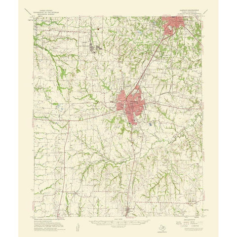 Sherman Texas Quad - USGS 1959 White Modern Wood Framed Art Print by USGS