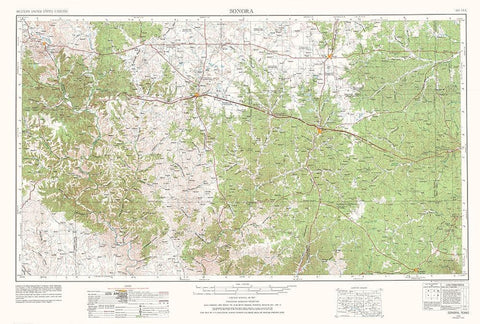 Sonora Texas Quad - USGS 1954 Black Ornate Wood Framed Art Print with Double Matting by USGS