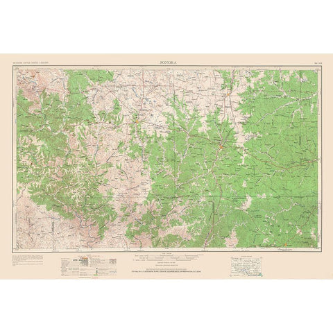 Sonora Texas Quad - USGS 1954 Gold Ornate Wood Framed Art Print with Double Matting by USGS