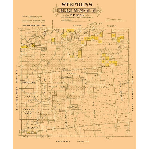 Stephens County Texas - Gast 1870  White Modern Wood Framed Art Print by Gast