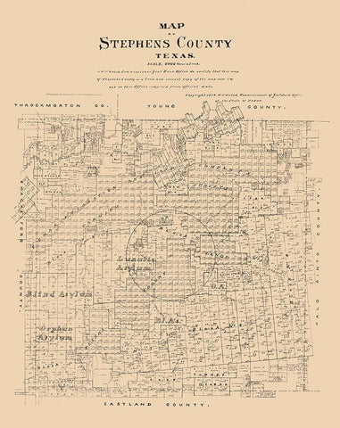 Stephens County Texas - Walsh 1879  White Modern Wood Framed Art Print with Double Matting by Walsh