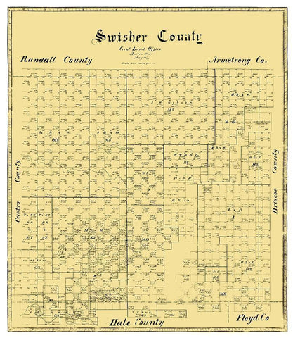 Swisher County Texas -1873 Black Ornate Wood Framed Art Print with Double Matting by Unknown
