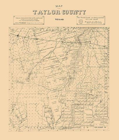 Taylor County Texas - Abrams 1890  White Modern Wood Framed Art Print with Double Matting by Abrams