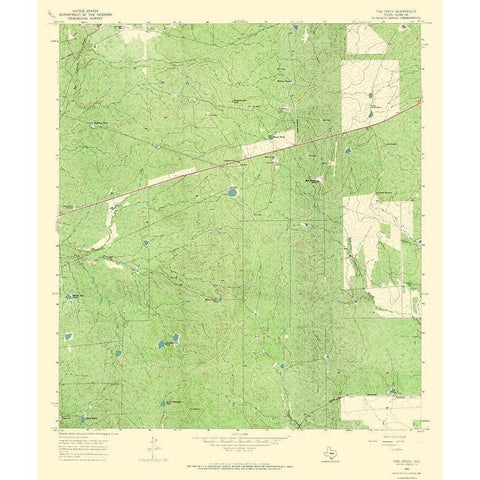 Tios Creek Texas Quad - USGS 1965 White Modern Wood Framed Art Print by USGS