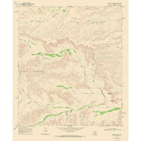 Toms Canyon Texas Quad - USGS 1968 Black Modern Wood Framed Art Print by USGS