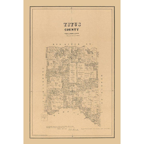 Titus County Texas - Walsh 1880  White Modern Wood Framed Art Print by Walsh