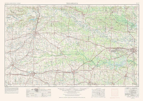 Texarkana Texas Quad - USGS 1953 White Modern Wood Framed Art Print with Double Matting by USGS