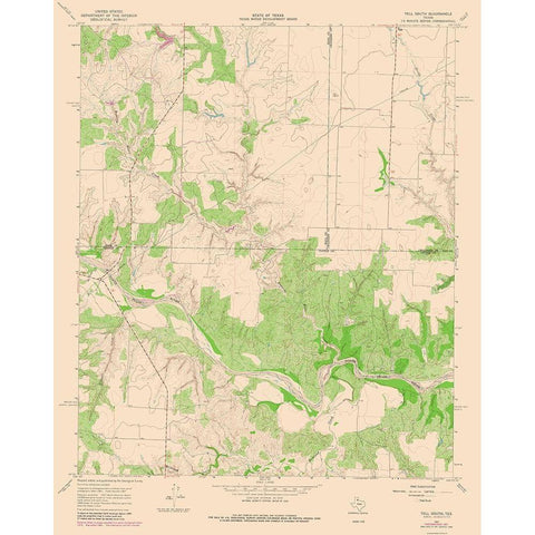 Tell South Texas Quad - USGS 1967 Gold Ornate Wood Framed Art Print with Double Matting by USGS