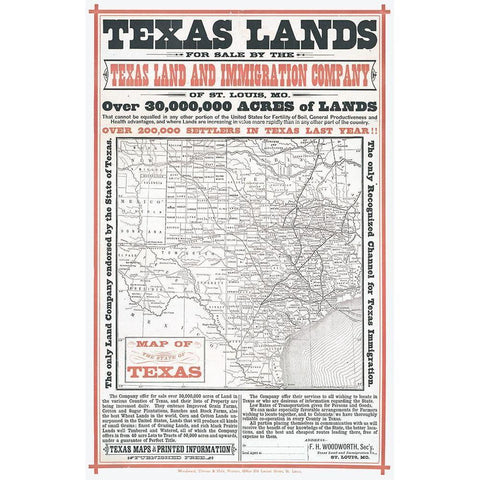 Texas Lands Sale - Woodworth  Gold Ornate Wood Framed Art Print with Double Matting by Woodward