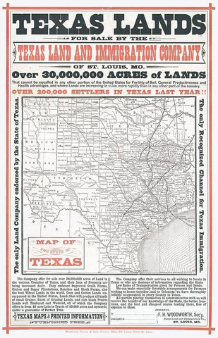 Texas Lands Sale - Woodworth  Black Ornate Wood Framed Art Print with Double Matting by Woodward