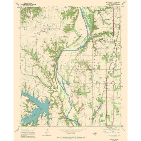 Thackerville Texas Oklahoma Quad - USGS 1968 Gold Ornate Wood Framed Art Print with Double Matting by USGS