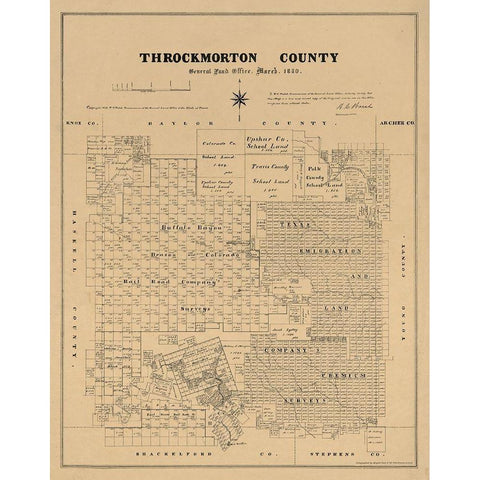 Throckmorton County Texas - Walsh 1880  White Modern Wood Framed Art Print by Walsh