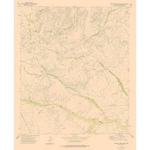 Two Mill Draw East Texas Quad - USGS 1973 Black Modern Wood Framed Art Print with Double Matting by USGS