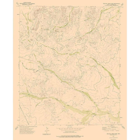 Two Mill Draw East Texas Quad - USGS 1973 Gold Ornate Wood Framed Art Print with Double Matting by USGS