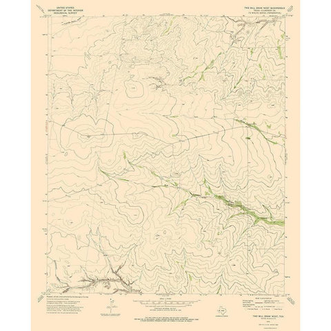 Two Mill Draw West Texas Quad - USGS 1973 White Modern Wood Framed Art Print by USGS