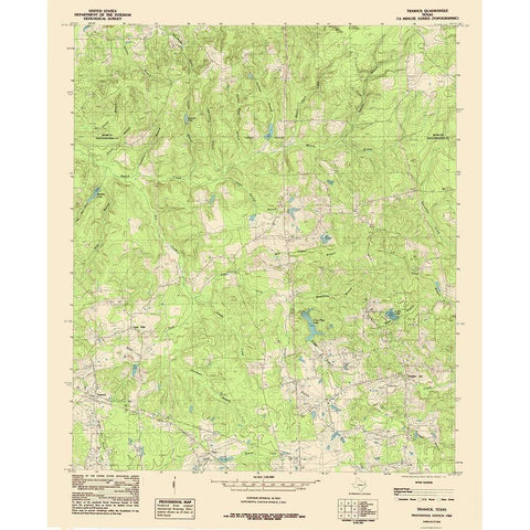 Trawick Texas Quad - USGS 1984 White Modern Wood Framed Art Print by USGS