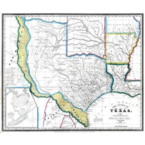 Texas - David Burr 1845 White Modern Wood Framed Art Print by David Burr