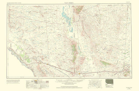 Van Horn Texas Quad - USGS 1954 White Modern Wood Framed Art Print with Double Matting by USGS