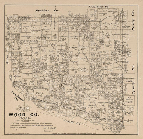 Wood County Texas - Walsh 1879  White Modern Wood Framed Art Print with Double Matting by Walsh