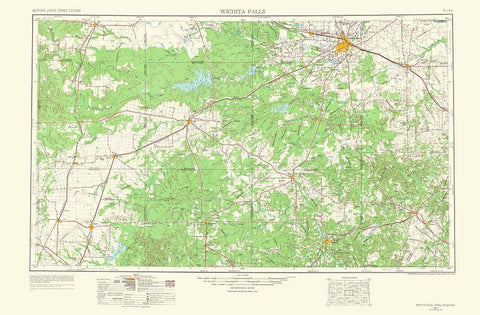 Wichita Falls Texas Oklahoma Quad - USGS 1966 White Modern Wood Framed Art Print with Double Matting by USGS