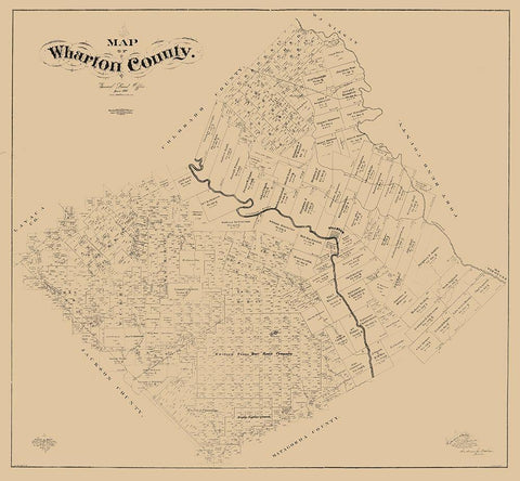 Wharton County Texas - Baker 1895  White Modern Wood Framed Art Print with Double Matting by Baker