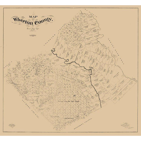 Wharton County Texas - Baker 1895  White Modern Wood Framed Art Print by Baker