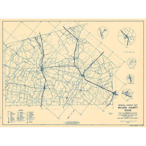 Wilson Texas - Highway Dept 1936 Gold Ornate Wood Framed Art Print with Double Matting by Highway Dept