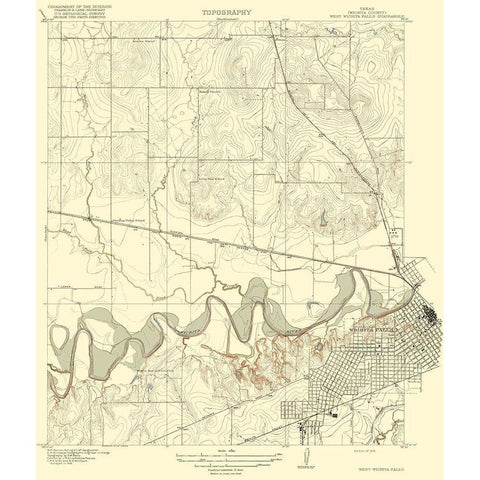 Wichita Falls West Texas Quad - USGS 1918 Black Modern Wood Framed Art Print with Double Matting by USGS