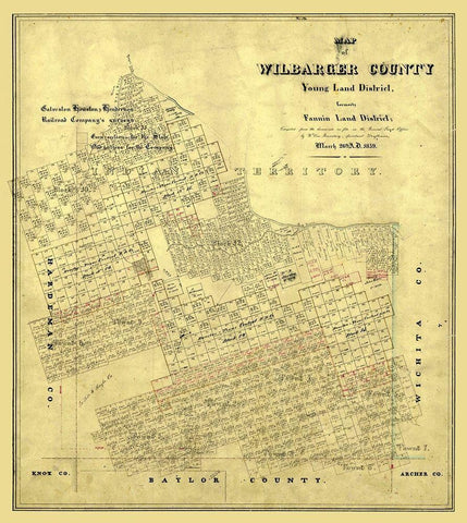 Wilbarger County Texas - Rosenberg 1859  White Modern Wood Framed Art Print with Double Matting by Rosenberg