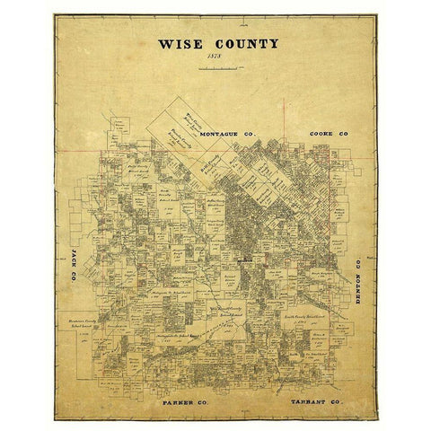 Wise County Texas -1878 Gold Ornate Wood Framed Art Print with Double Matting by Unknown